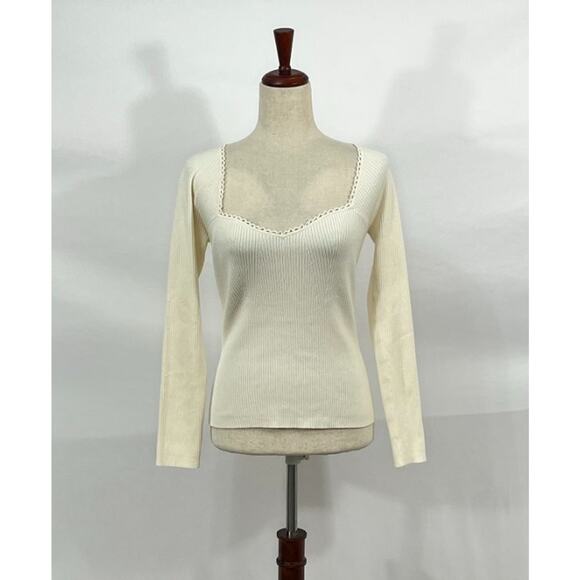 SEZANE Sz M Medium Ecru Maha Knit Top Jumper Sweater NWT - Picture 7 of 9